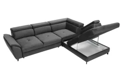 Narożnik z regulacją zagłówków ciemnoszary MAROLA lewy