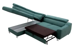 Narożnik z regulacją zagłówków turkusowy ASPEN lewy