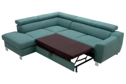 Narożnik z regulacją zagłówków turkusowy ASPEN lewy