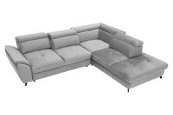 Narożnik z regulacją zagłówków jasnoszary MAROLA lewy