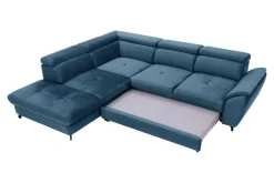 Narożnik z regulacją zagłówków niebieski MAROLA prawy