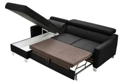 Narożnik z regulacją zagłówków czarny ASTI lewy