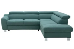 Narożnik z regulacją zagłówków turkusowy ASPEN prawy