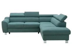 Narożnik z regulacją zagłówków turkusowy ASPEN prawy