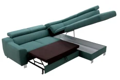 Narożnik z regulacją zagłówków turkusowy ASPEN prawy