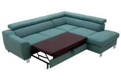 Narożnik z regulacją zagłówków turkusowy ASPEN prawy