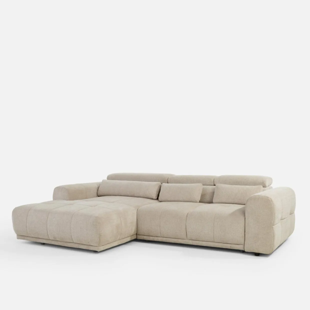 Narożnik z regulowanym zagłówkierm PANEO S beżowy lewy