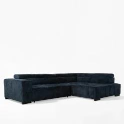 Narożnik z regulowanymi zagłówkami granatowy CHOCO prawy