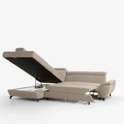 Narożnik z regulowanymi zagłówkami szary LARA prawy