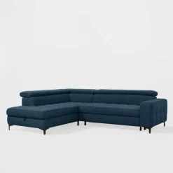 Narożnik z regulowanymi zagłówkami granatowy NALA prawy