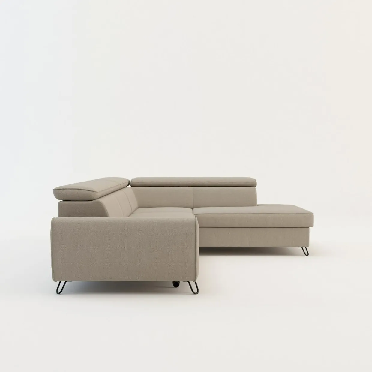 Narożnik z regulowanymi zagłówkami beżowy IDYLLA lewy