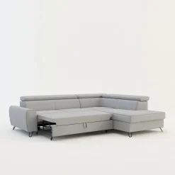 Narożnik z regulowanymi zagłówkami jasnoszary IDYLLA lewy