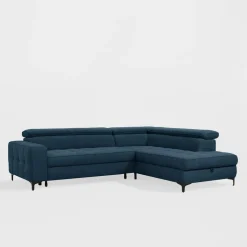 Narożnik z regulowanymi zagłówkami granatowy NALA lewy