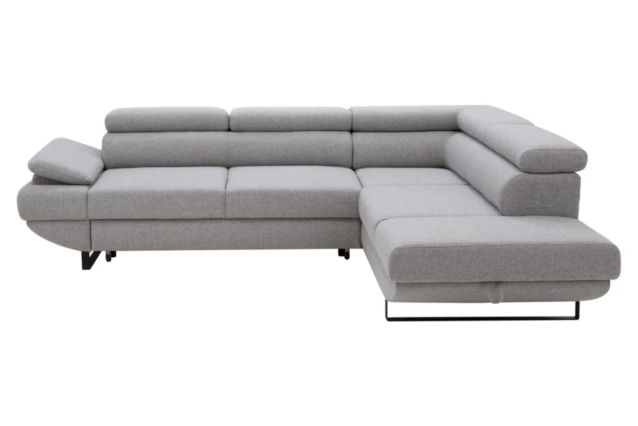 Narożnik z regulowanymi zagłówkami szary GIO prawy