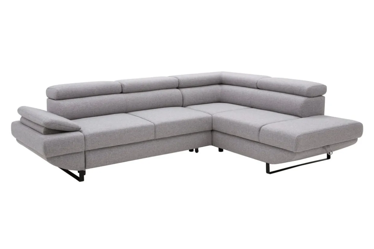 Narożnik z regulowanymi zagłówkami szary GIO prawy