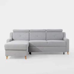 Narożnik z regulowanymi zagłówkami szary MARBELLA lewy