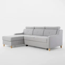 Narożnik z regulowanymi zagłówkami szary MARBELLA lewy