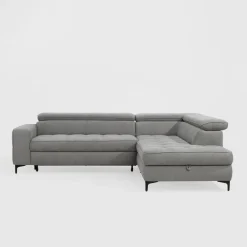 Narożnik z regulowanymi zagłówkami szary NALA lewy