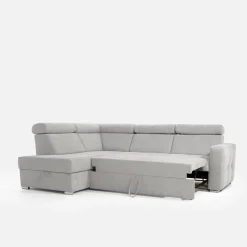 Narożnik z regulowanymi zagłówkami szary LENA lewy