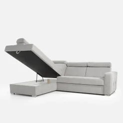 Narożnik z regulowanymi zagłówkami szary LENA lewy