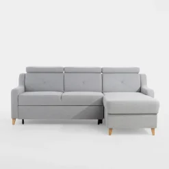 Narożnik z regulowanymi zagłówkami szary MARBELLA prawy