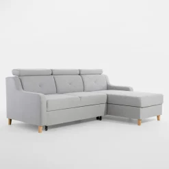 Narożnik z regulowanymi zagłówkami szary MARBELLA prawy