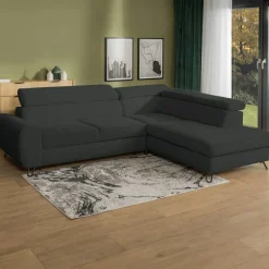 Narożnik z regulowanymi zagłówkami ciemnoszary IDYLLA lewy