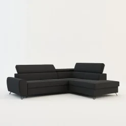 Narożnik z regulowanymi zagłówkami ciemnoszary IDYLLA lewy