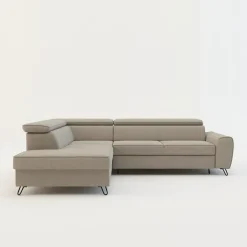 Narożnik z regulowanymi zagłówkami beżowy IDYLLA prawy