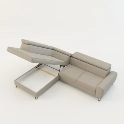 Narożnik z regulowanymi zagłówkami beżowy IDYLLA prawy