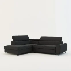 Narożnik z regulowanymi zagłówkami ciemnoszary IDYLLA prawy