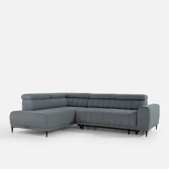 Narożnik z regulowanymi zagłówkami szary CALDO II lewy