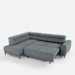 Narożnik z regulowanymi zagłówkami szary CALDO II lewy