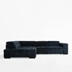 Narożnik z regulowanymi zagłówkami granatowy CHOCO lewy