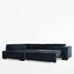 Narożnik z regulowanymi zagłówkami granatowy CHOCO lewy