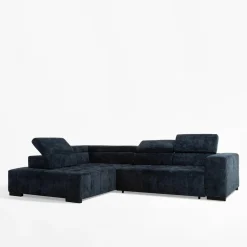 Narożnik z regulowanymi zagłówkami granatowy CHOCO lewy