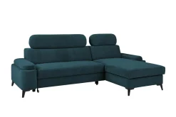 Narożnik z regulowanymi zagłówkami turkus LUGANO prawy