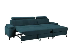 Narożnik z regulowanymi zagłówkami turkus LUGANO prawy