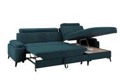 Narożnik z regulowanymi zagłówkami turkus LUGANO prawy