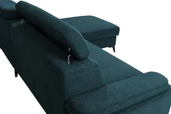 Narożnik z regulowanymi zagłówkami turkus LUGANO prawy