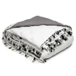 Narzuta na łóżko biało-czarna FRINGLE 180x200 cm