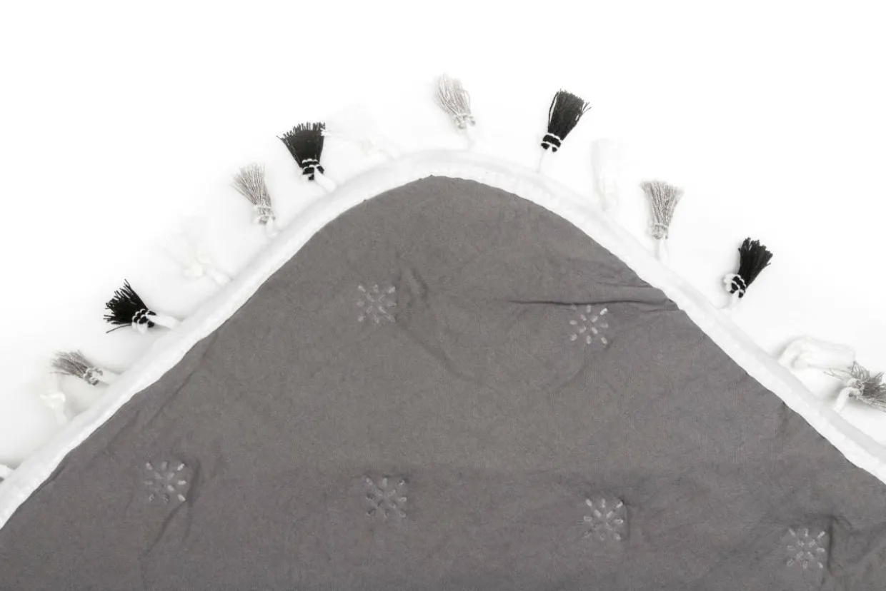 Narzuta na łóżko biało-czarna FRINGLE 220x200 cm