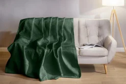 Narzuta na łóżko pikowana w liście zielona FERN 200x220 cm