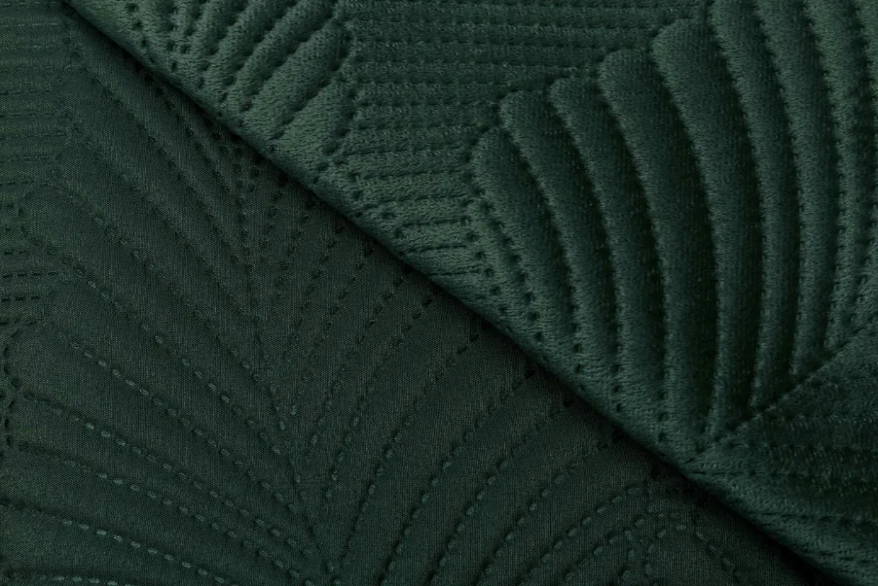 Narzuta na łóżko pikowana w liście zielona FERN 200x220 cm