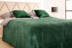 Narzuta na łóżko pikowana w liście zielona FERN 180x200 cm