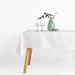 Obrus żakardowy w listki biały ACACIA 140x300 cm