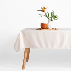 Obrus beżowy w falowane linie WAVES 140x220 cm