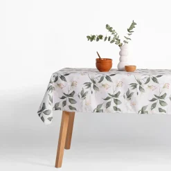 Obrus biały w kwiaty GARDENA 140x280 cm