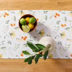 Obrus biały w polne kwiaty GARDENA 40x120 cm