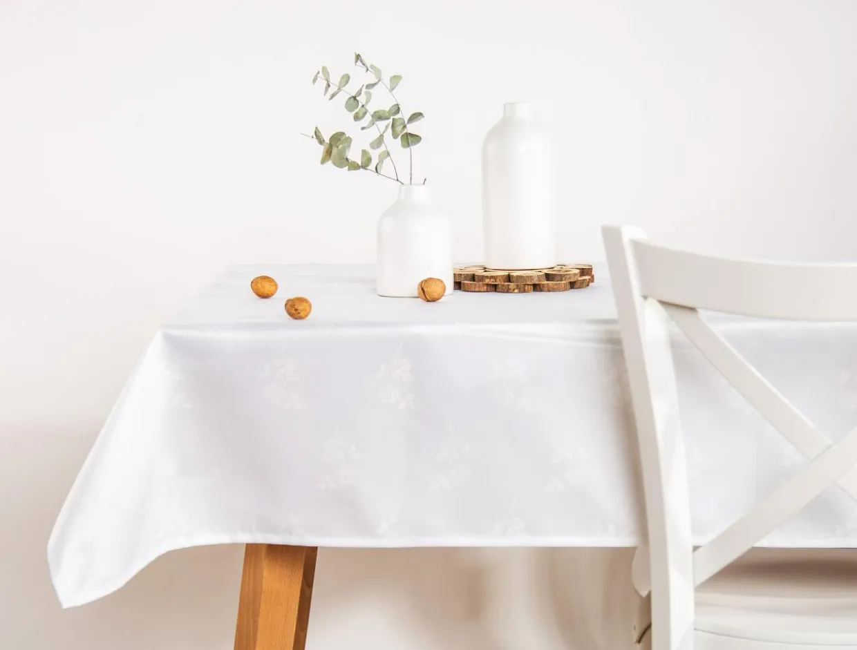 Obrus na stół biały ROSE 140x300 cm
